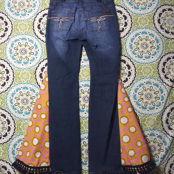 1989 Jeaniemade Size 4 Mix It Brand Bell-Bottoms - Picture 2 of 3